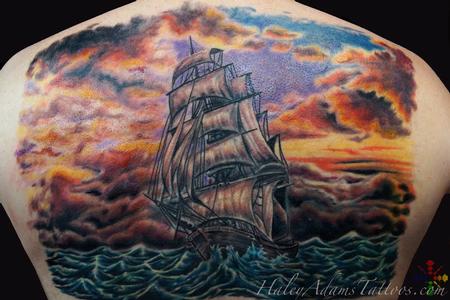 Haley Adams - sailing ship back piece 